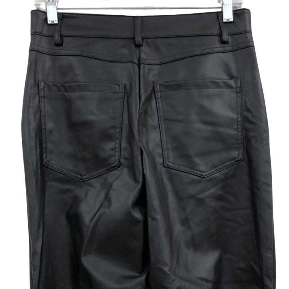 ZARA Black Faux Leather Straight Leg Trousers Womens Size Medium - Picture 5 of 7